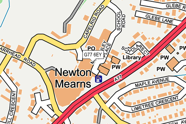 G77 6EY map - OS OpenMap – Local (Ordnance Survey)