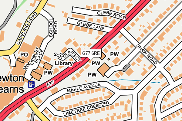 G77 6RE map - OS OpenMap – Local (Ordnance Survey)