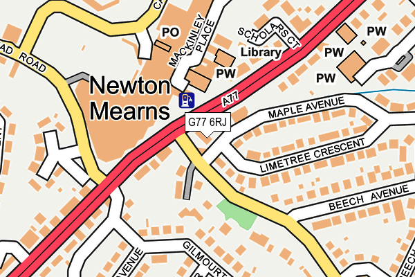 G77 6RJ map - OS OpenMap – Local (Ordnance Survey)