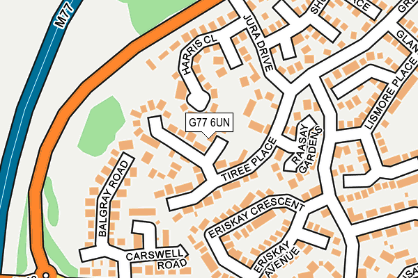 G77 6UN map - OS OpenMap – Local (Ordnance Survey)