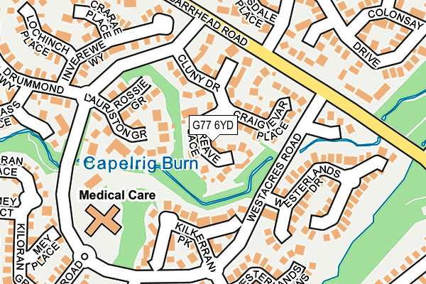 G77 6YD map - OS OpenMap – Local (Ordnance Survey)