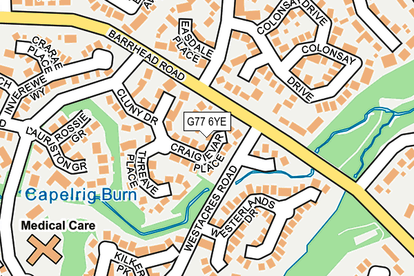 G77 6YE map - OS OpenMap – Local (Ordnance Survey)