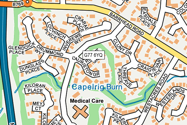 G77 6YQ map - OS OpenMap – Local (Ordnance Survey)