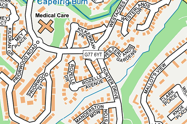 G77 6YT map - OS OpenMap – Local (Ordnance Survey)