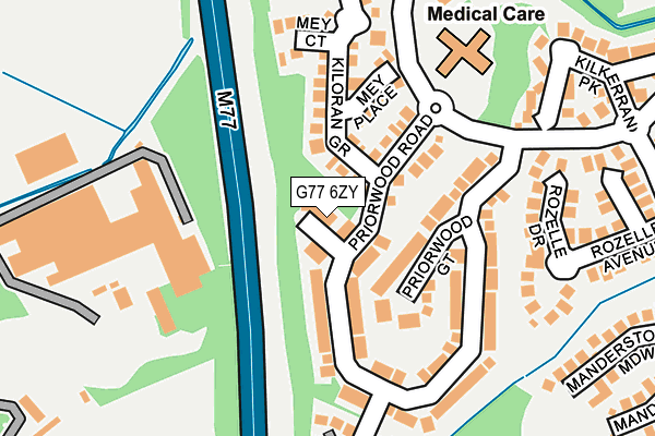 G77 6ZY map - OS OpenMap – Local (Ordnance Survey)