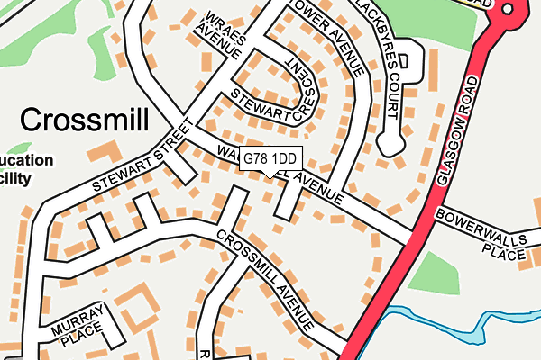 G78 1DD map - OS OpenMap – Local (Ordnance Survey)