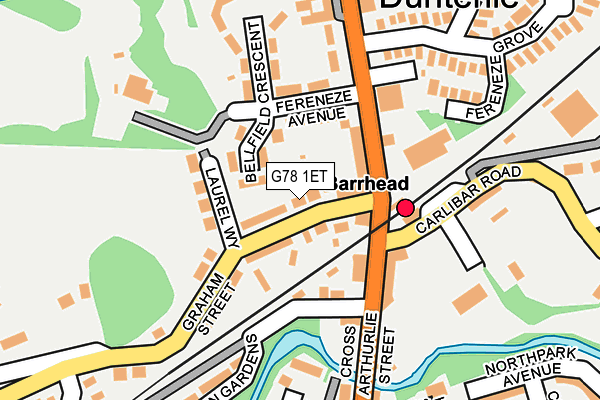 G78 1ET map - OS OpenMap – Local (Ordnance Survey)