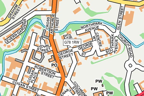 G78 1RW map - OS OpenMap – Local (Ordnance Survey)