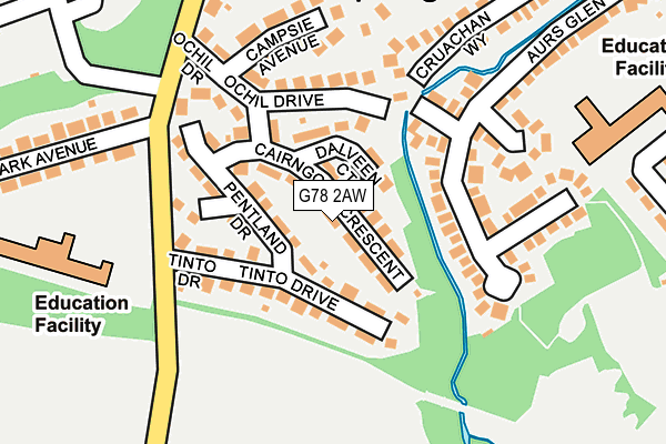 G78 2AW map - OS OpenMap – Local (Ordnance Survey)