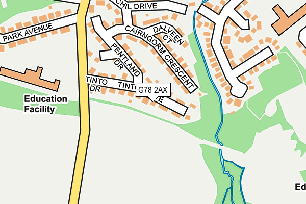 G78 2AX map - OS OpenMap – Local (Ordnance Survey)