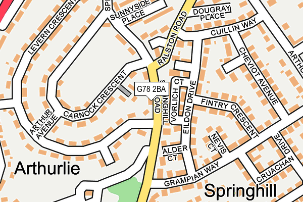 G78 2BA map - OS OpenMap – Local (Ordnance Survey)