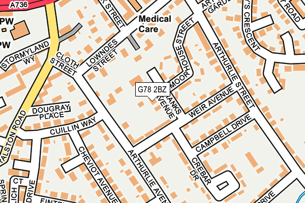G78 2BZ map - OS OpenMap – Local (Ordnance Survey)