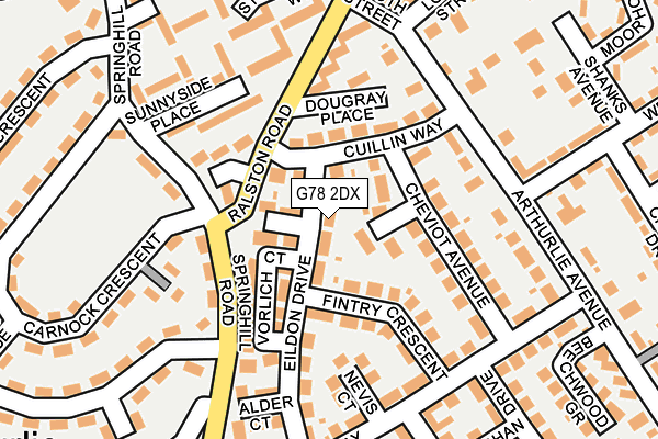 G78 2DX map - OS OpenMap – Local (Ordnance Survey)