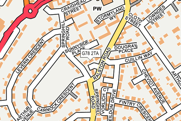 G78 2TA map - OS OpenMap – Local (Ordnance Survey)