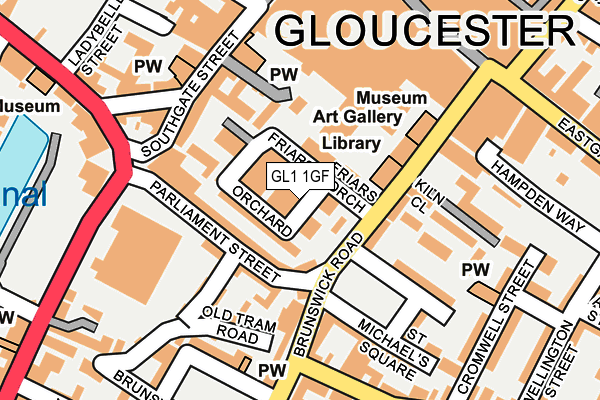 GL1 1GF map - OS OpenMap – Local (Ordnance Survey)