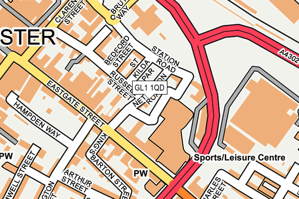 GL1 1QD map - OS OpenMap – Local (Ordnance Survey)