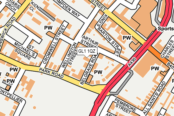 GL1 1QZ map - OS OpenMap – Local (Ordnance Survey)