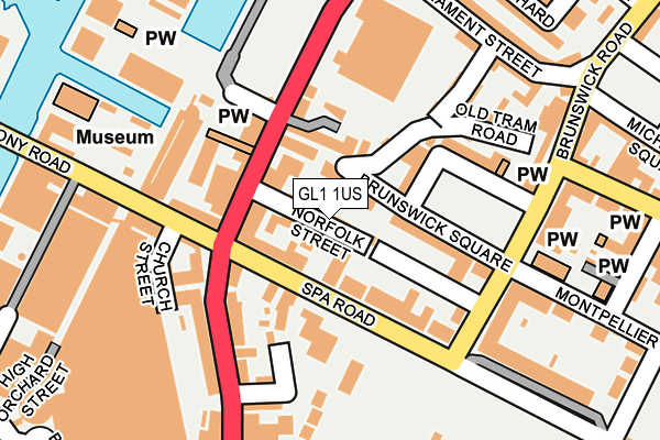 GL1 1US map - OS OpenMap – Local (Ordnance Survey)