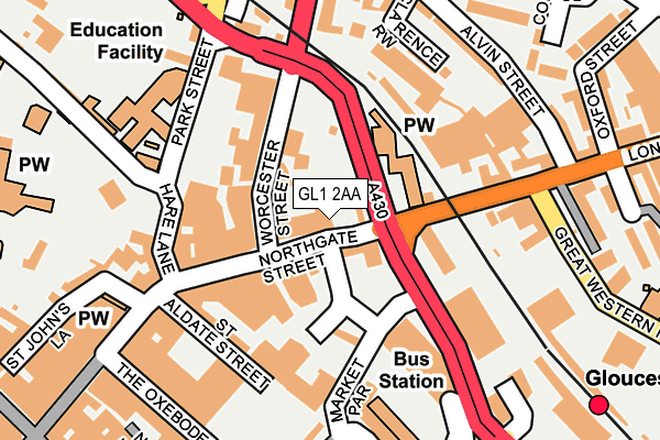 GL1 2AA map - OS OpenMap – Local (Ordnance Survey)