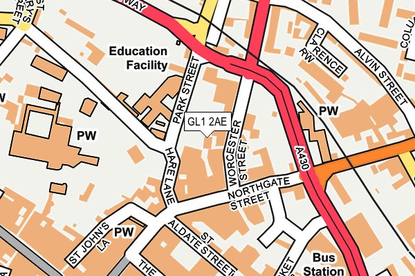 GL1 2AE map - OS OpenMap – Local (Ordnance Survey)