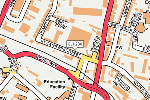 GL1 2BX map - OS OpenMap – Local (Ordnance Survey)