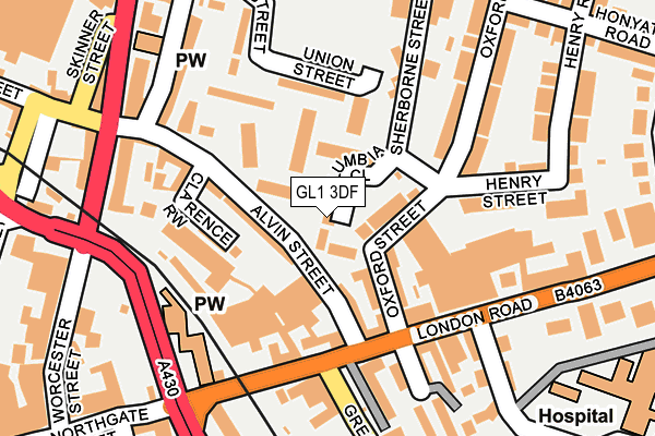 GL1 3DF map - OS OpenMap – Local (Ordnance Survey)