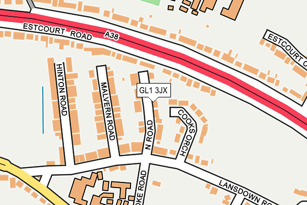 GL1 3JX map - OS OpenMap – Local (Ordnance Survey)