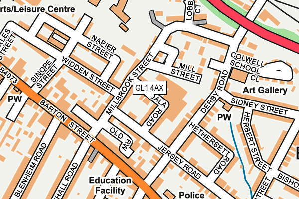 GL1 4AX map - OS OpenMap – Local (Ordnance Survey)