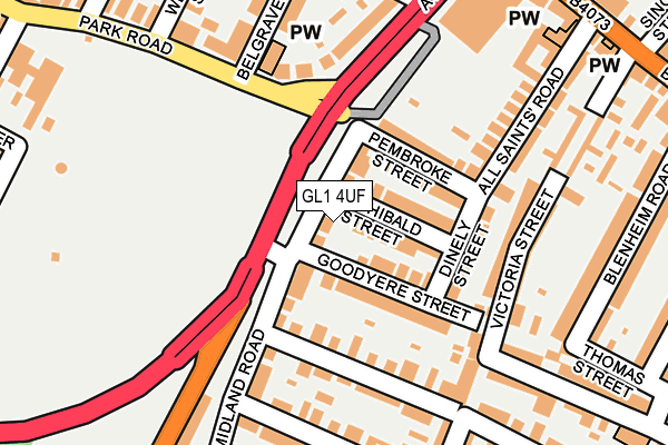 GL1 4UF map - OS OpenMap – Local (Ordnance Survey)