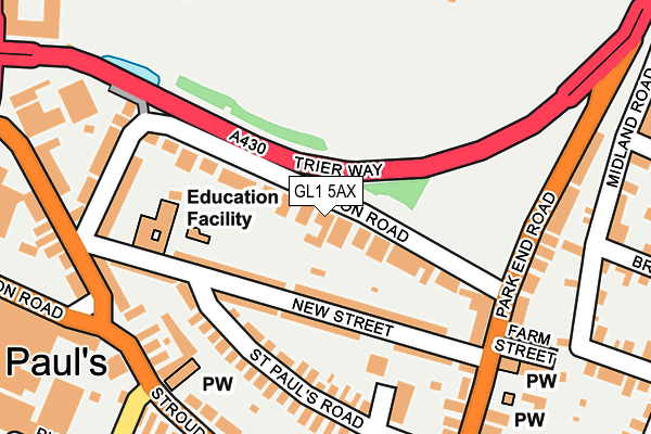 GL1 5AX map - OS OpenMap – Local (Ordnance Survey)