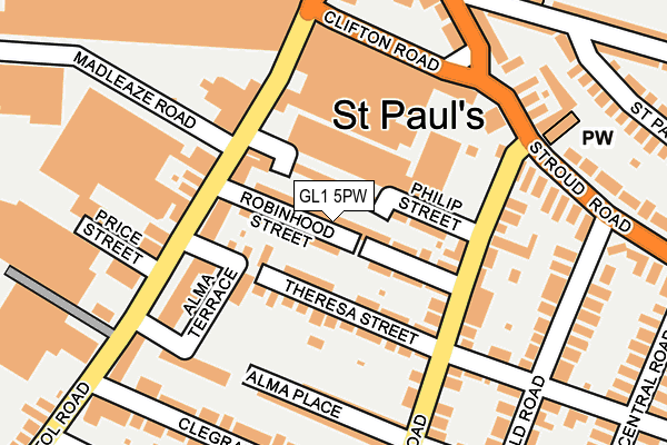 GL1 5PW map - OS OpenMap – Local (Ordnance Survey)