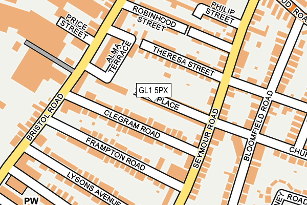 GL1 5PX map - OS OpenMap – Local (Ordnance Survey)