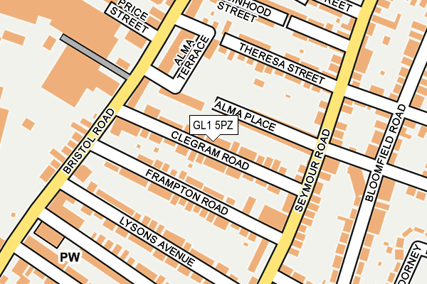 GL1 5PZ map - OS OpenMap – Local (Ordnance Survey)