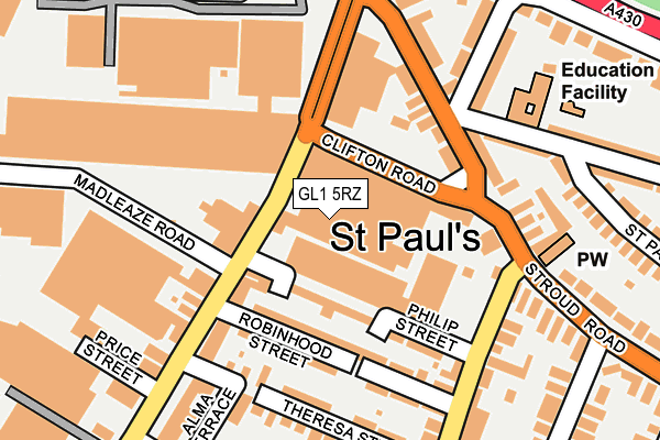 GL1 5RZ map - OS OpenMap – Local (Ordnance Survey)