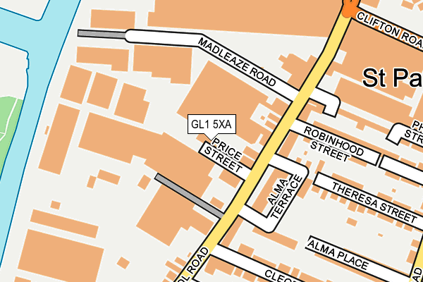 GL1 5XA map - OS OpenMap – Local (Ordnance Survey)