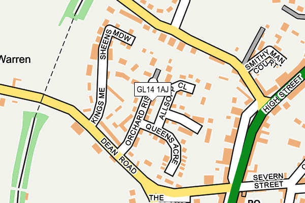 GL14 1AJ map - OS OpenMap – Local (Ordnance Survey)