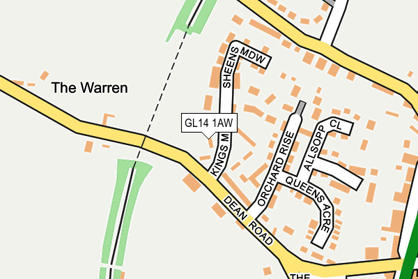 GL14 1AW map - OS OpenMap – Local (Ordnance Survey)