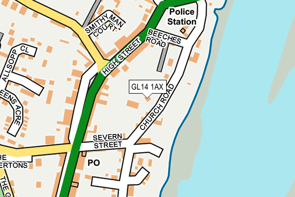 GL14 1AX map - OS OpenMap – Local (Ordnance Survey)