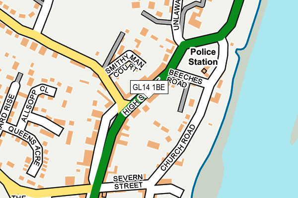 GL14 1BE map - OS OpenMap – Local (Ordnance Survey)