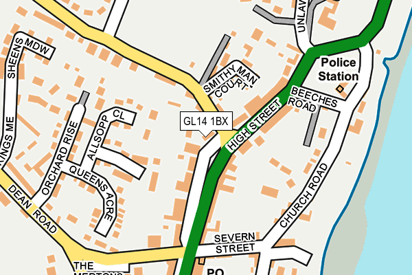 GL14 1BX map - OS OpenMap – Local (Ordnance Survey)