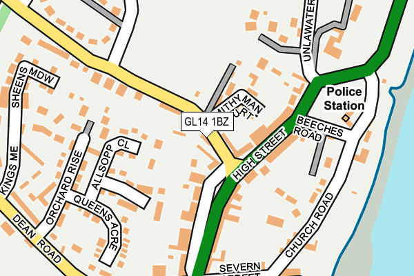 GL14 1BZ map - OS OpenMap – Local (Ordnance Survey)
