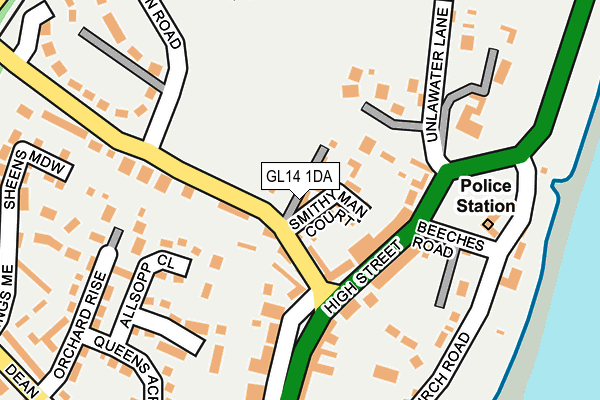GL14 1DA map - OS OpenMap – Local (Ordnance Survey)