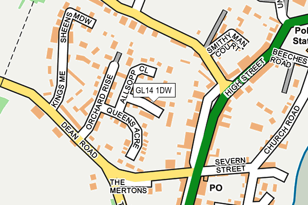 GL14 1DW map - OS OpenMap – Local (Ordnance Survey)