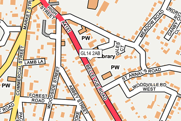 GL14 2AB map - OS OpenMap – Local (Ordnance Survey)