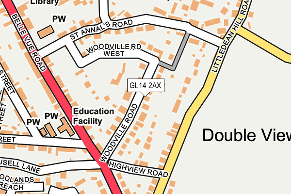 GL14 2AX map - OS OpenMap – Local (Ordnance Survey)