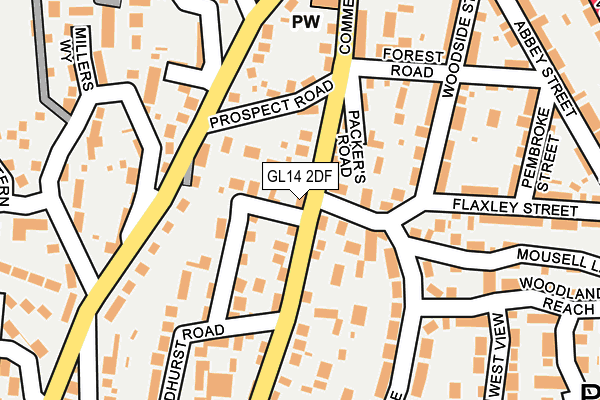 GL14 2DF map - OS OpenMap – Local (Ordnance Survey)