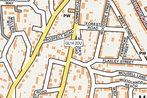 GL14 2DU map - OS OpenMap – Local (Ordnance Survey)
