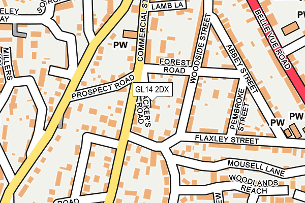 GL14 2DX map - OS OpenMap – Local (Ordnance Survey)