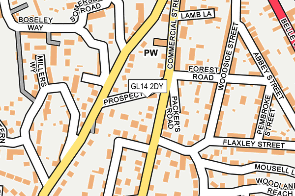 GL14 2DY map - OS OpenMap – Local (Ordnance Survey)