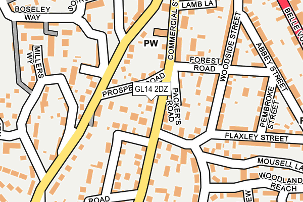 GL14 2DZ map - OS OpenMap – Local (Ordnance Survey)